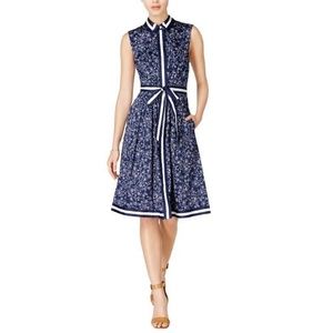 Maison Jules Printed Striped Shirt dress